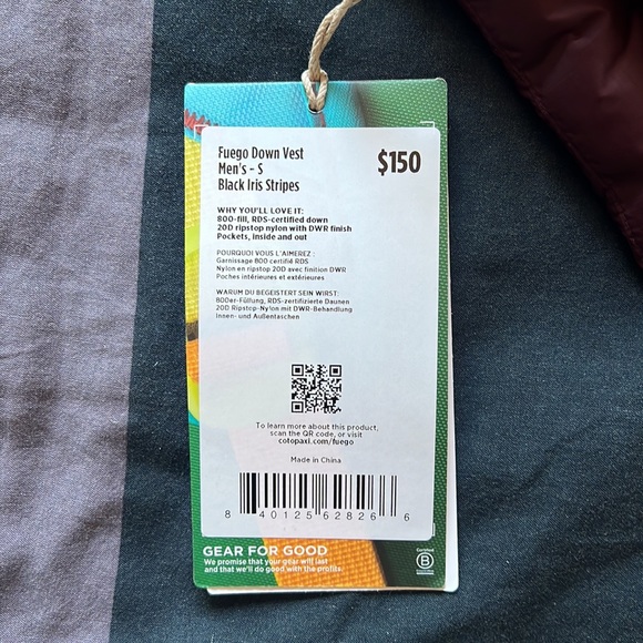 Cotopaxi Vest, Striped (Maroon) - Men’s M - Picture 5 of 10